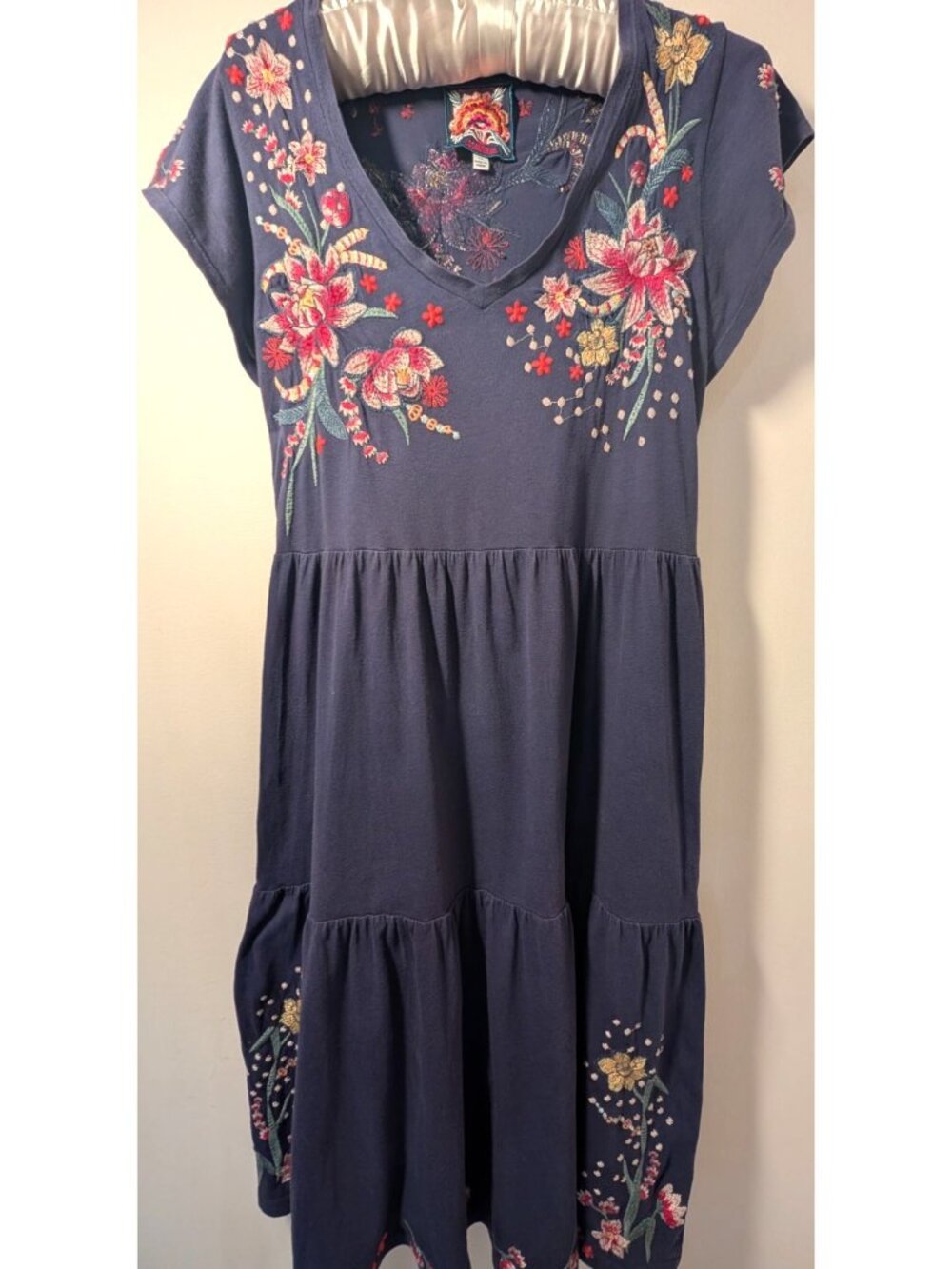 Johnny Was Blue Embroidered Jessica Dress, Women's Size XS